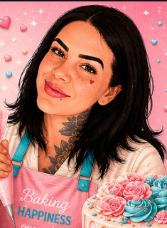 Nicole, owner of Coco Got Cakes, piping a cake